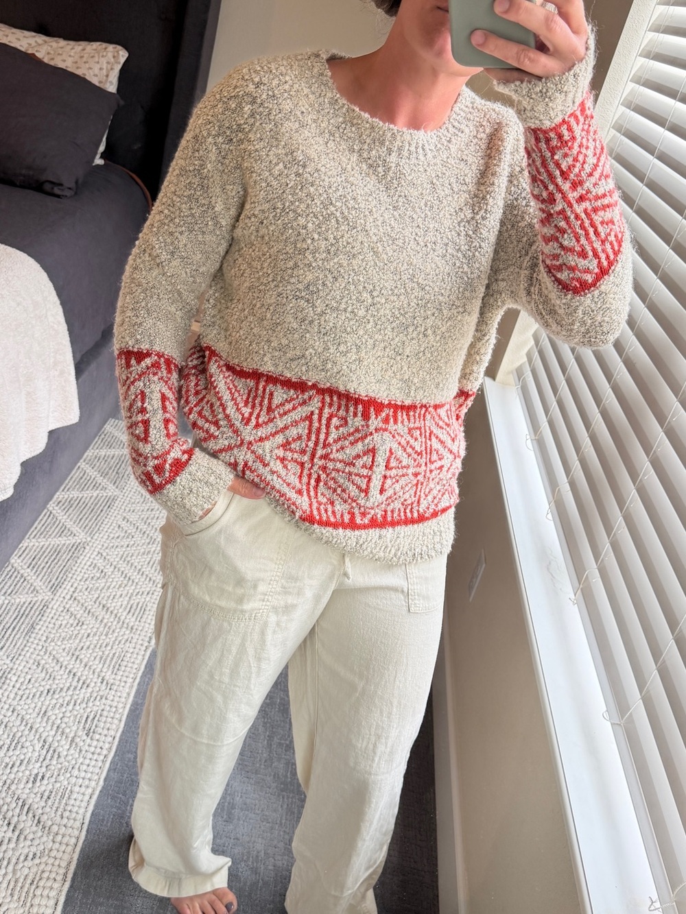 Chelsea & Violet Boho Geometric Chunky Knit Pullover Sweater
